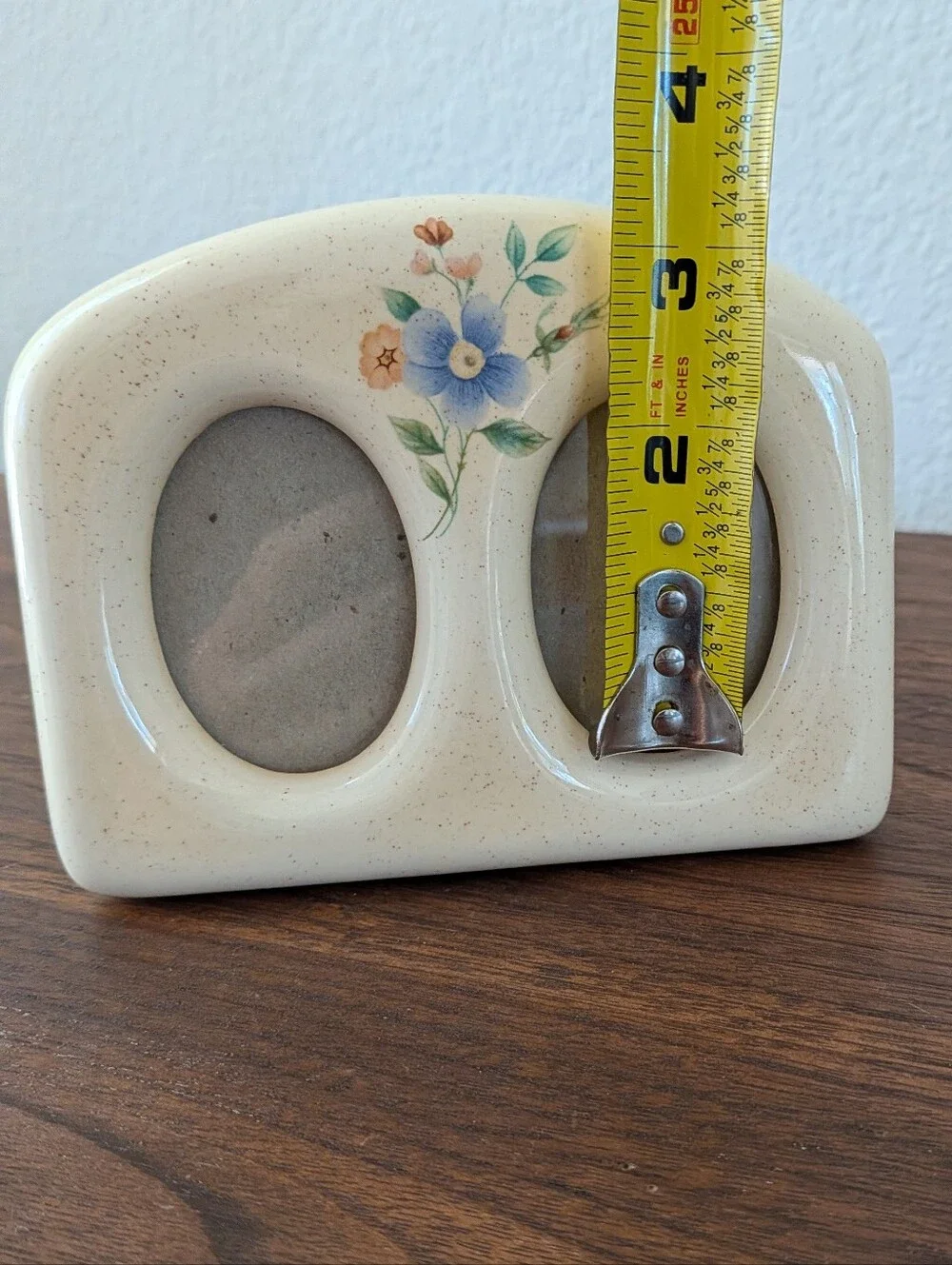 VTG Ceramic Double Oval Small Floral Picture Frame Cottagecore Sabby Chic 5